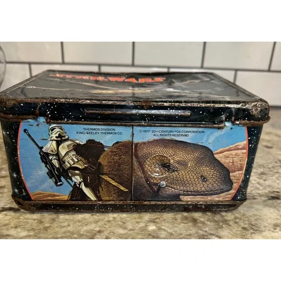 Vintage 1977 Star Wars Metal Lunchbox King-Seeley Thermos Darth Vader Luke Leia - Picture 8 of 9